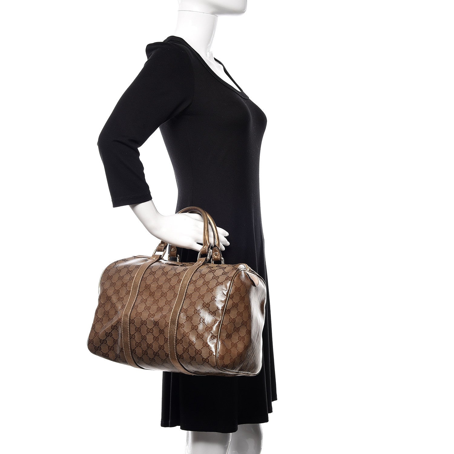 Gucci Crystal Monogram Medium Joy Boston Gold 2 of 15