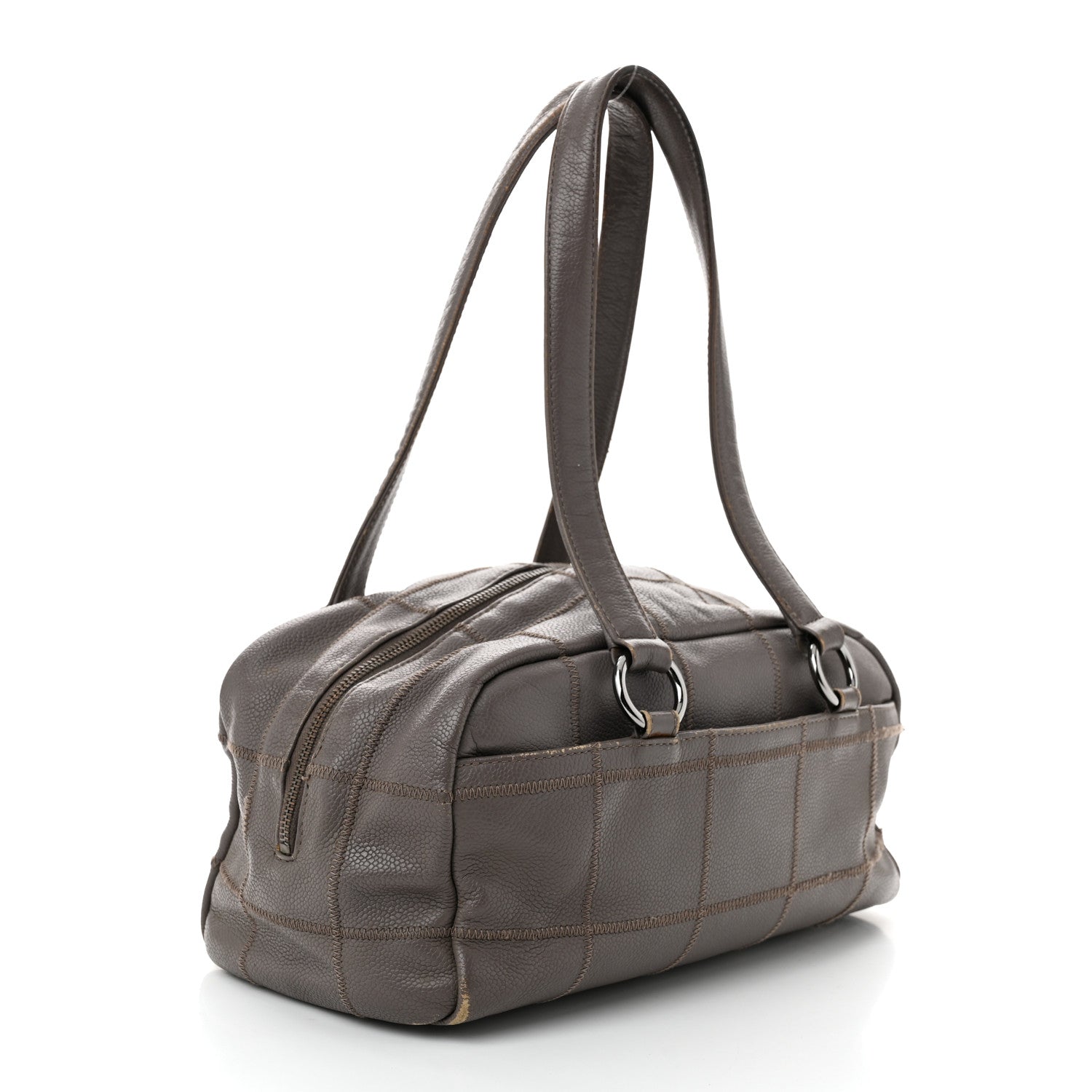 Chanel Caviar Square Stitched Bowler Grey 3 of 17