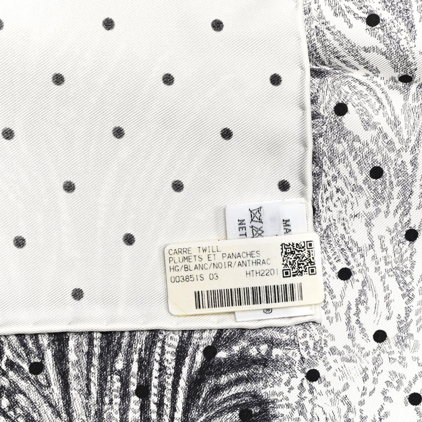 Silk Plumets Et Panaches Scarf 90 White Black Anthracite