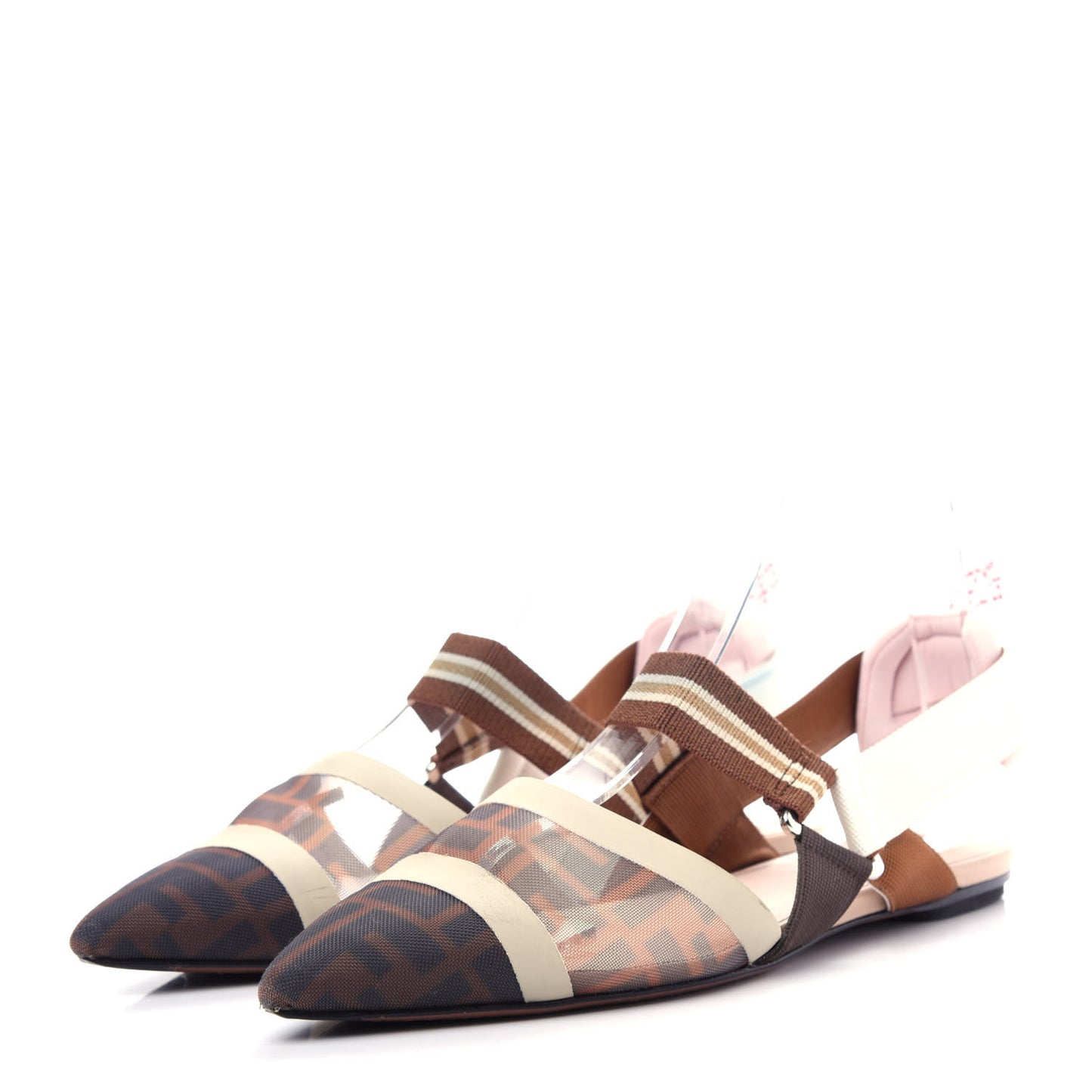 Technical Mesh FF Colibri Slingback Ballerina Flats 39 Tobacco Moro Camelia Beige Caramello