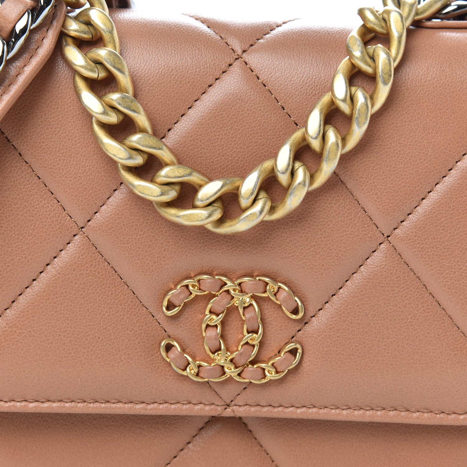 Chanel Lambskin Quilted Chanel 19 Wallet On Chain WOC Brown 9 of 14