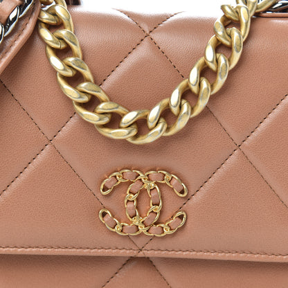 Chanel Lambskin Quilted Chanel 19 Wallet On Chain WOC Brown 9 of 14