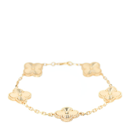 Van Cleef & Arpels 18K Yellow Gold 5 Motifs Guilloche Vintage Alhambra Bracelet 1 of 5