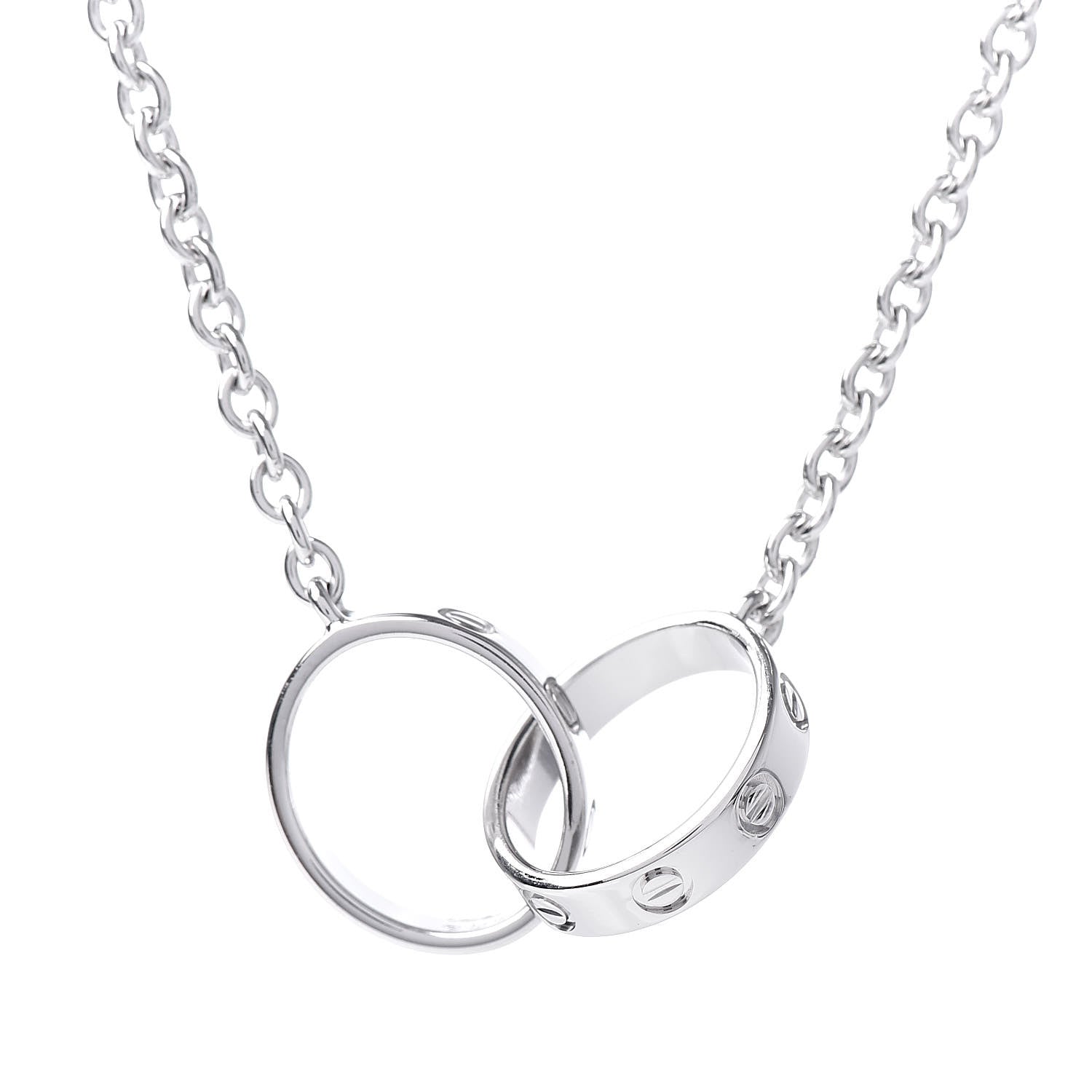 Cartier 18K White Gold Interlocking LOVE Necklace 4 of 6