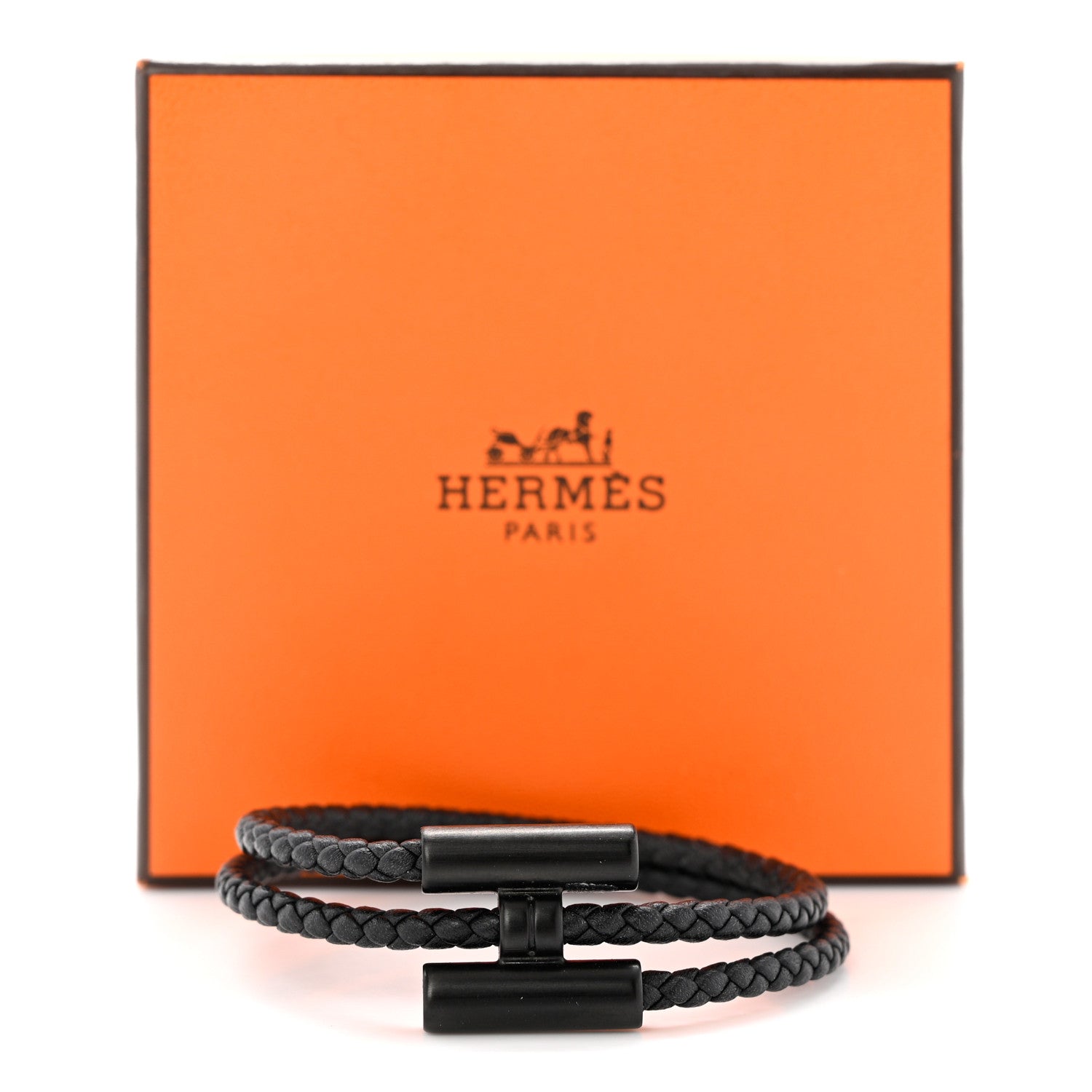 Hermes Swift Double Wrap Cord Tournis Tresse Bracelet T3 Black 5 of 5