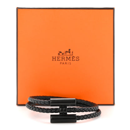 Hermes Swift Double Wrap Cord Tournis Tresse Bracelet T3 Black 5 of 5