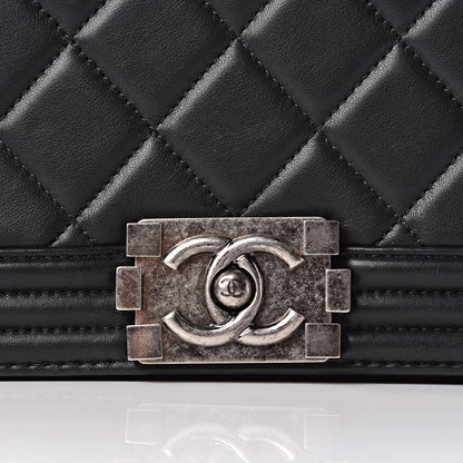 Chanel Lambskin Quilted Large Boy Flap Dark Grey 12 of 14