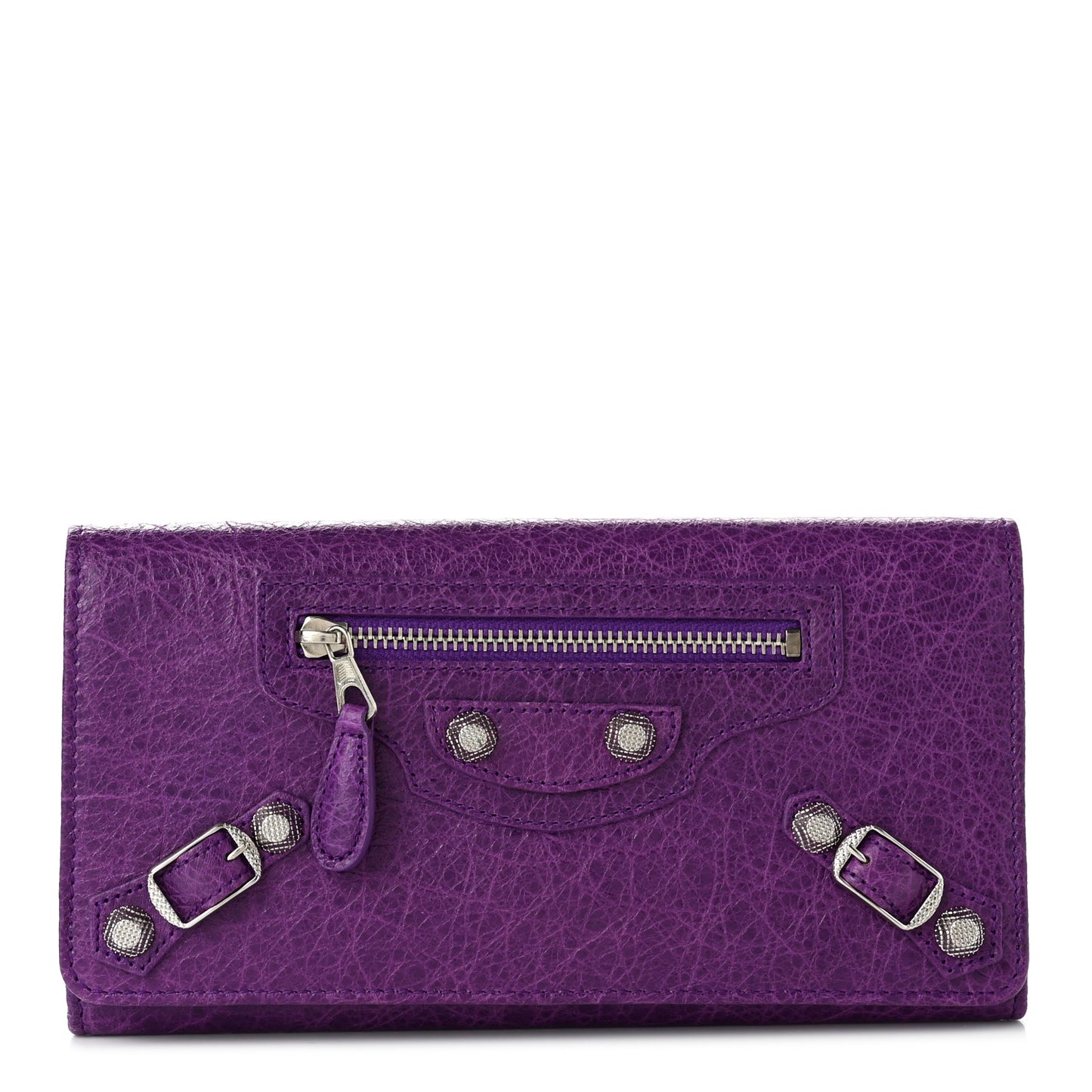Agneau Giant 12 Silver Hardware Money Wallet Ultraviolet