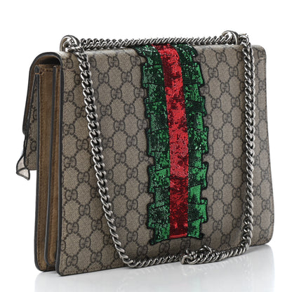 Gucci GG Supreme Monogram Lightning Embroidered Medium Dionysus Shoulder Bag Beige 3 of 9