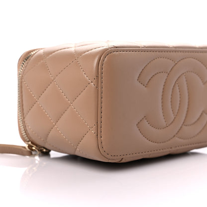 Chanel Lambskin Quilted Metal Small Top Handle Vanity Case With Chain Beige 8 of 10
