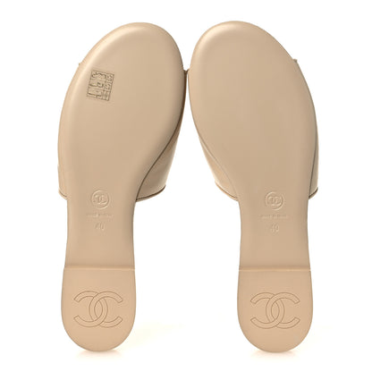 Chanel Lambskin Velcro Crystal CC Mules 40 Beige 7 of 12