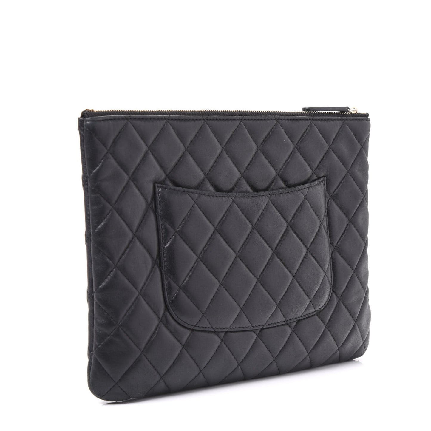 Lambskin Quilted Medium Cosmetic Case Black