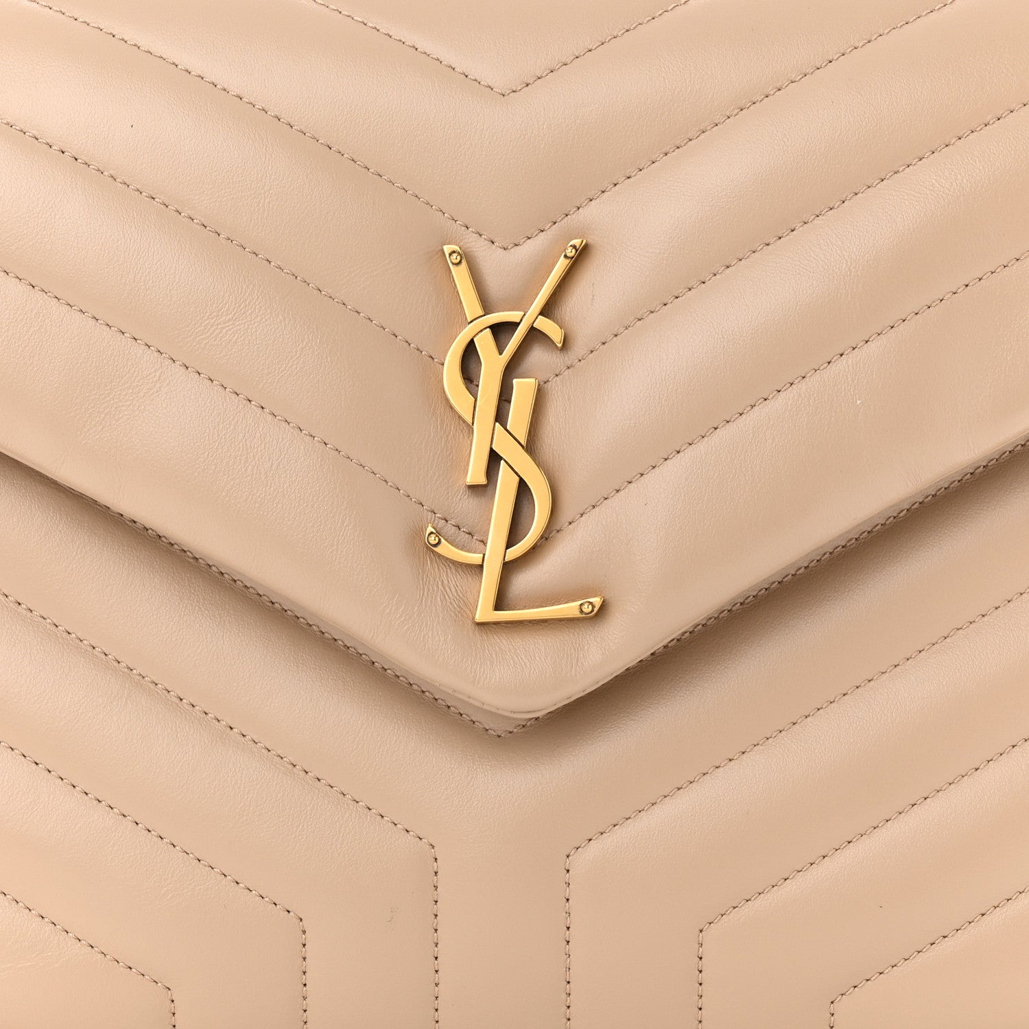 Saint Laurent Calfskin Y Quilted Monogram Medium Loulou Chain Satchel Dark Beige 8 of 11