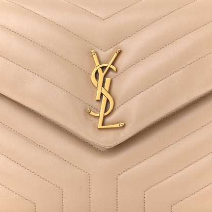 Saint Laurent Calfskin Y Quilted Monogram Medium Loulou Chain Satchel Dark Beige 8 of 11