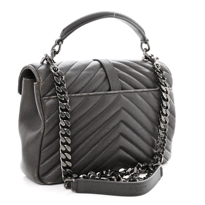 Saint Laurent Sheepskin Matelasse Chevron Monogram Medium College Bag Asphalt 3 of 16