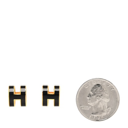 Hermes Gold Lacquered Pop H Earrings Black 2 of 5