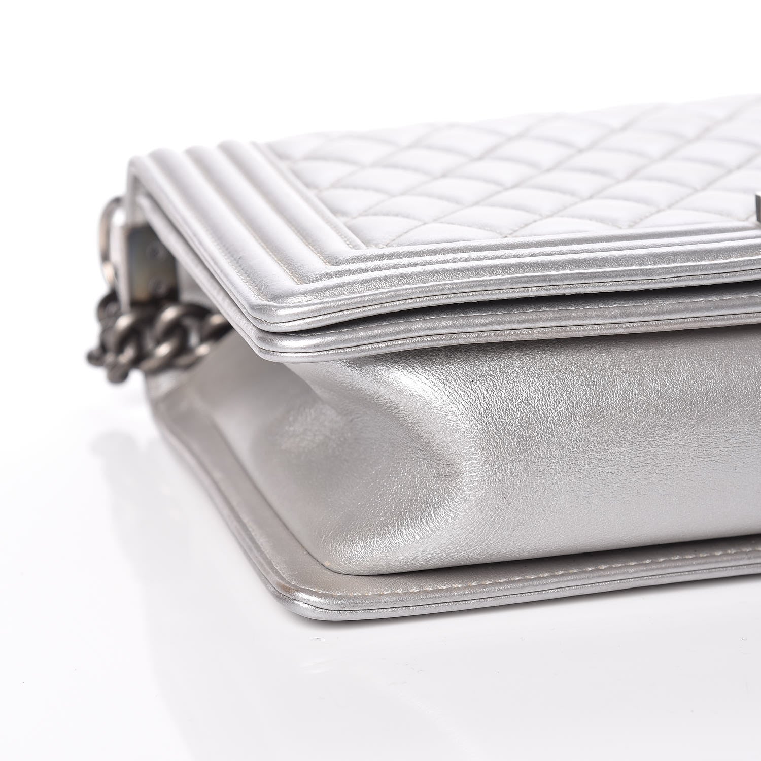Chanel Metallic Calfskin Quilted New Medium Boy Flap Silver 8 of 14