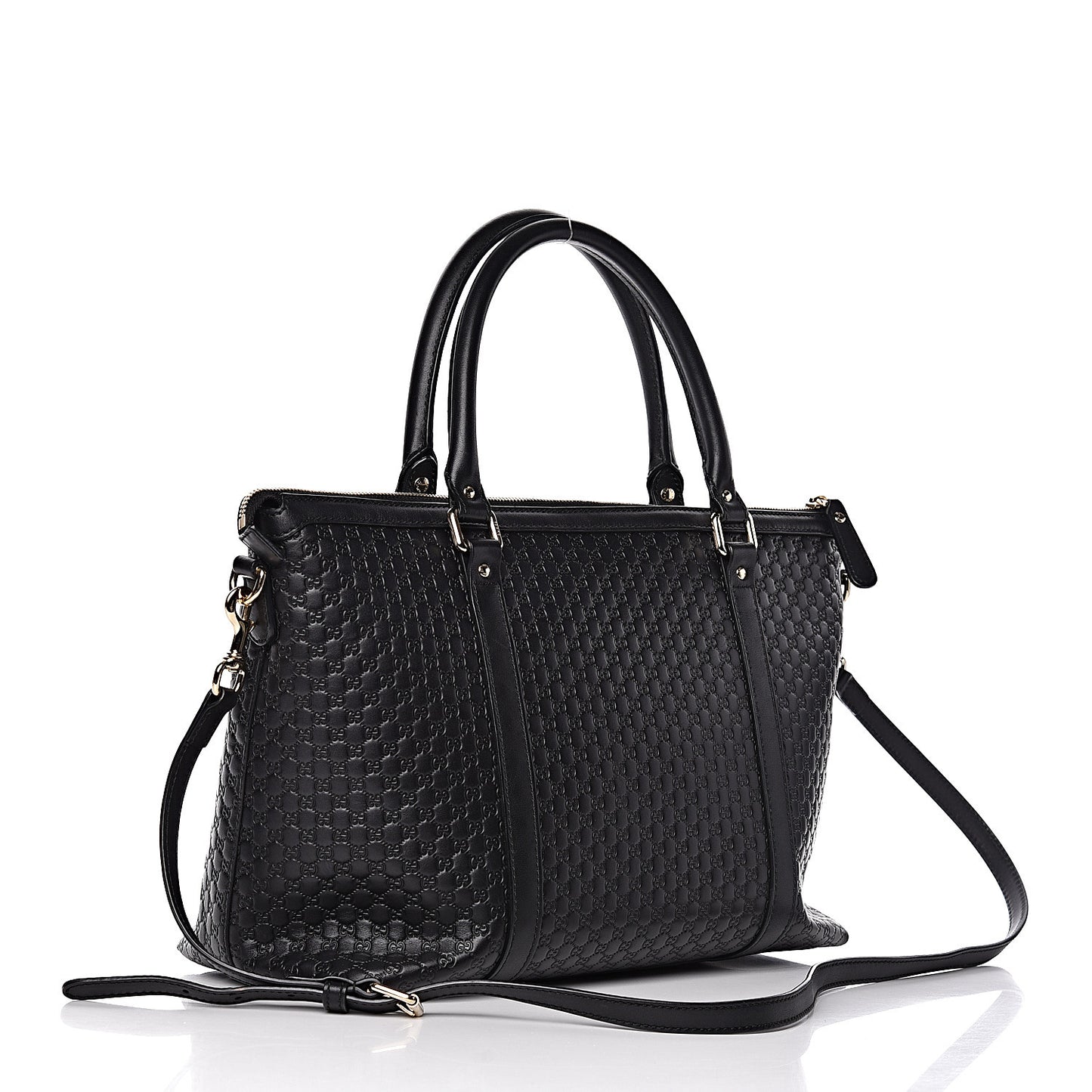 Soft Microguccissima Medium Zippered Satchel Black