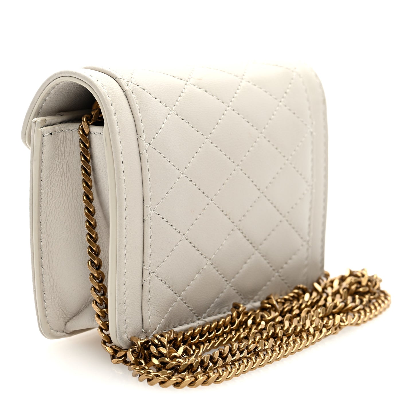 Lambskin Quilted Monogram Micro Gaby Crossbody Bag Crema Soft