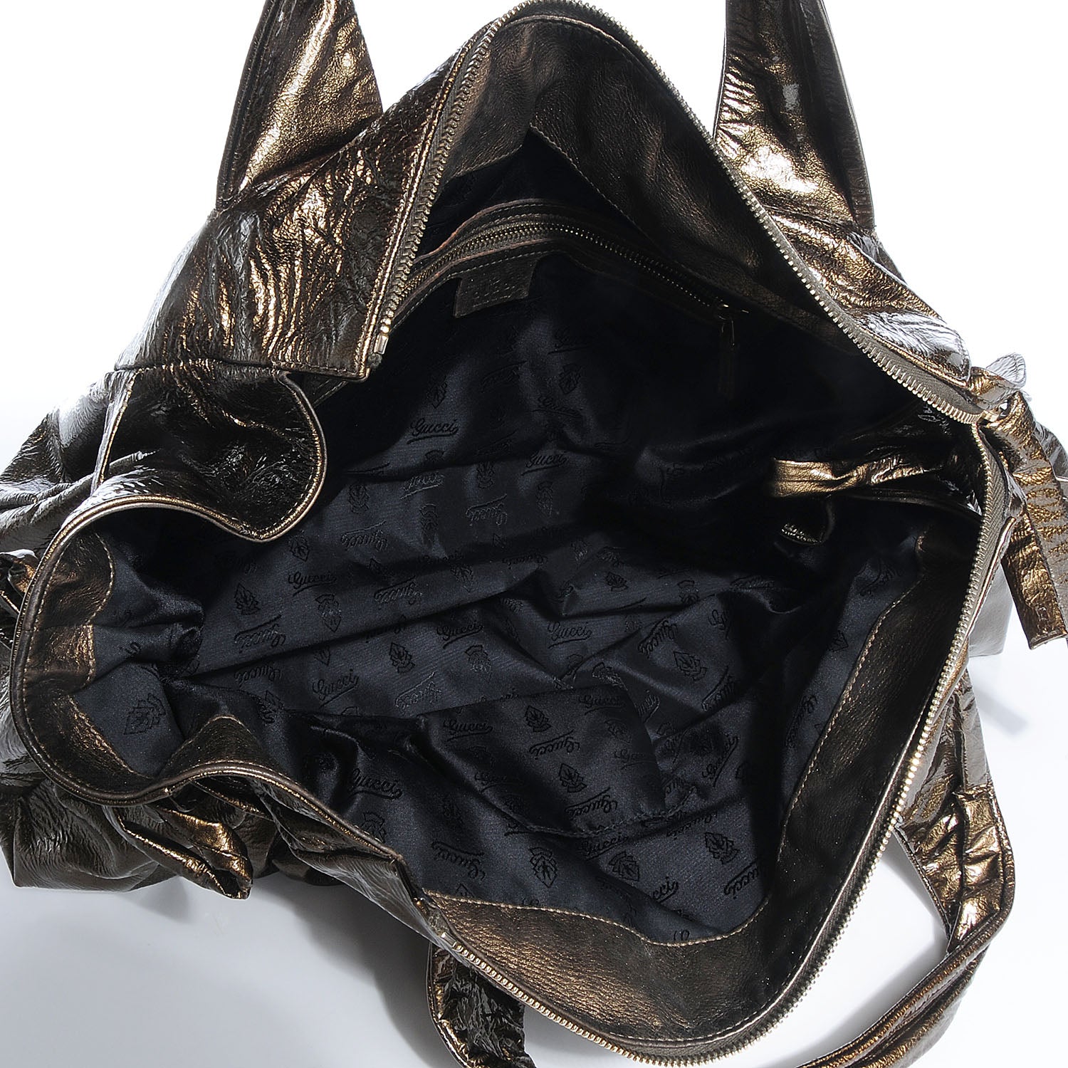 Gucci Patent Leather Medium Hysteria Top Handle Bag Gold 5 of 9