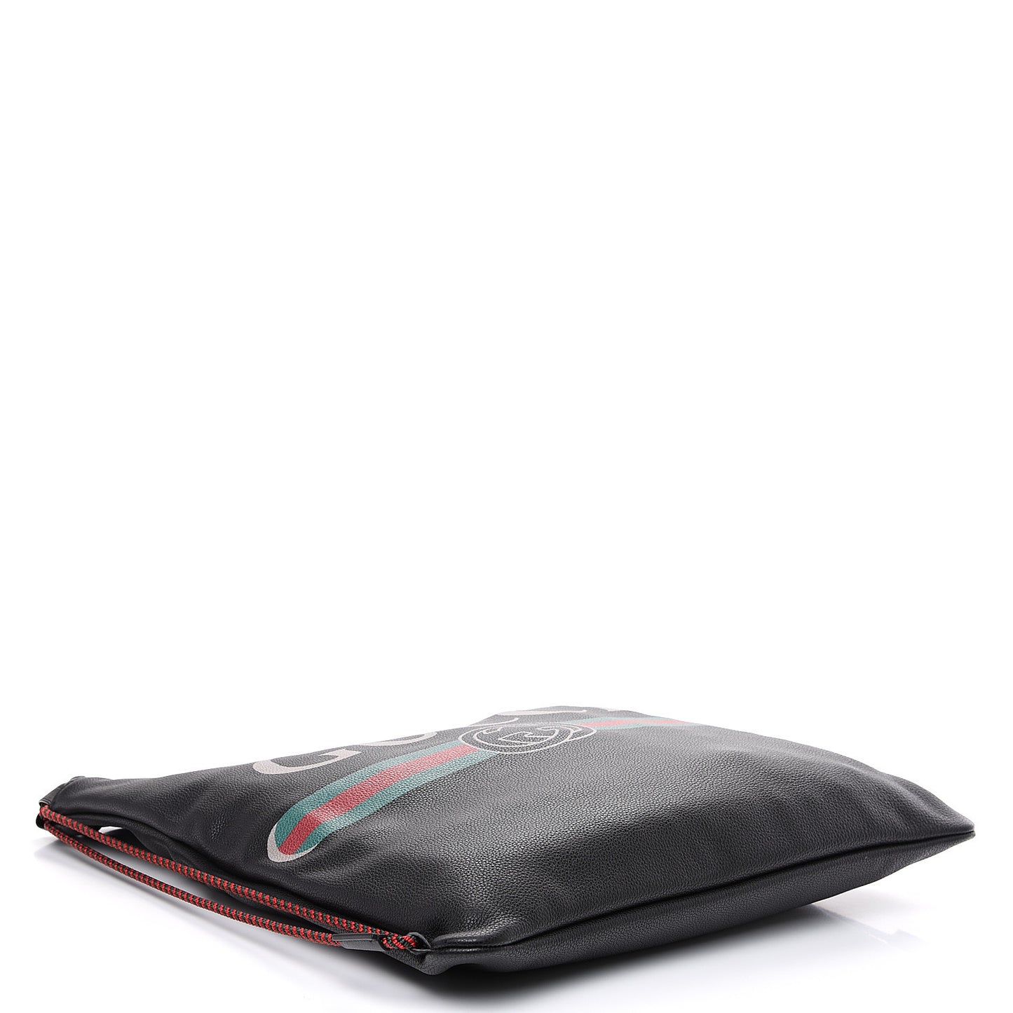Calfskin Logo Drawstring Backpack Black