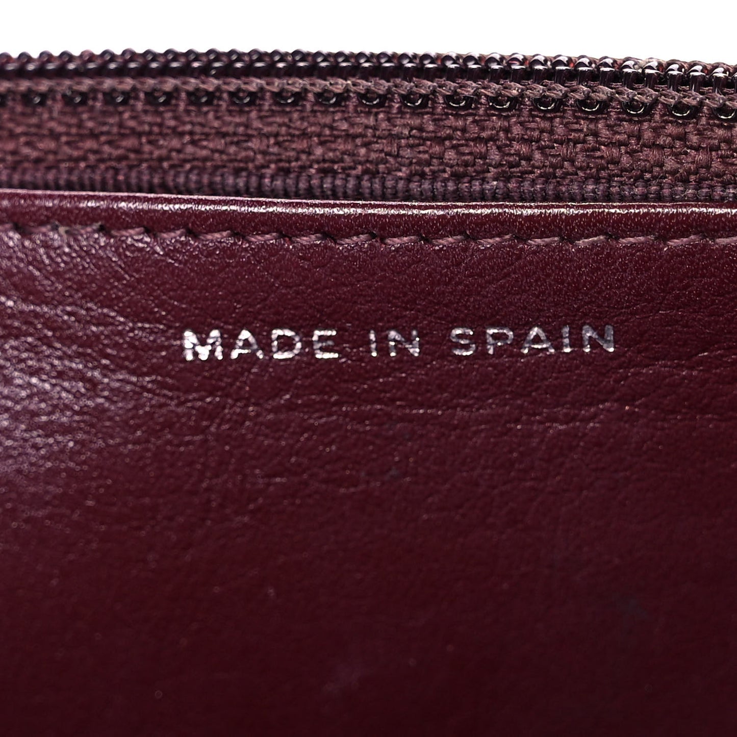 Striated Patent Quilted Wallet on Chain WOC Bordeaux