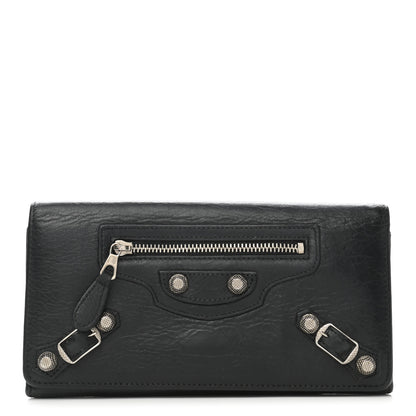 Balenciaga Agneau Giant 12 Silver Hardware Money Wallet Black 1 of 8