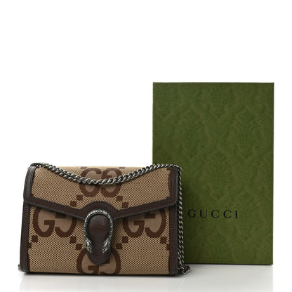 Gucci Monogram Jumbo GG Textured Dollar Calfskin Mini Dionysus Chain Wallet Camel Ebony New Acero 8 of 8