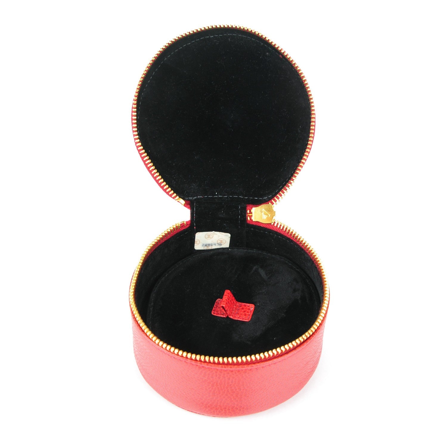 Chanel Caviar Round Jewelry Travel Case Red 5 of 7