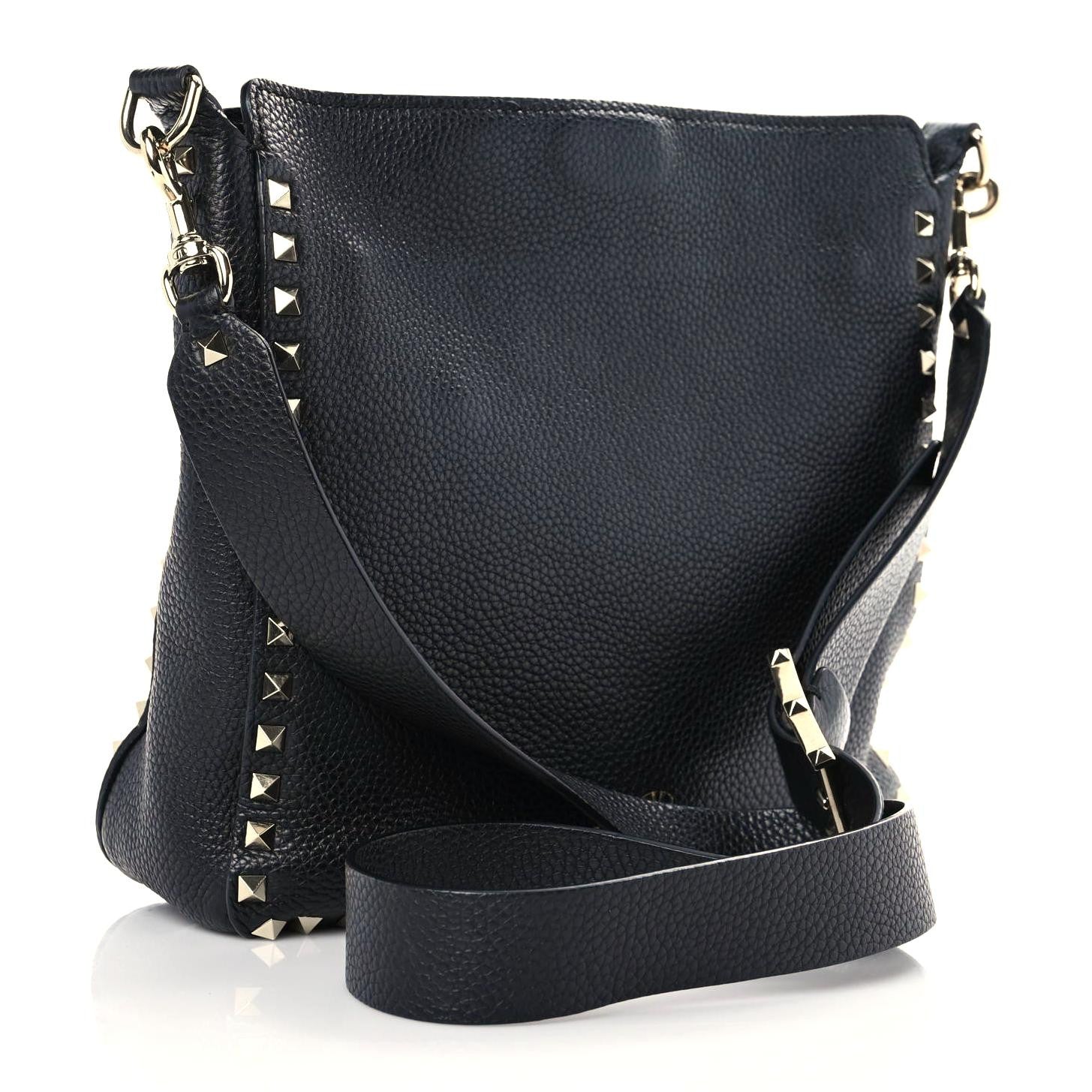 Valentino Garavani Pebbled Calfskin Large Rockstud Flip-Lock Messenger Bag Black 3 of 12