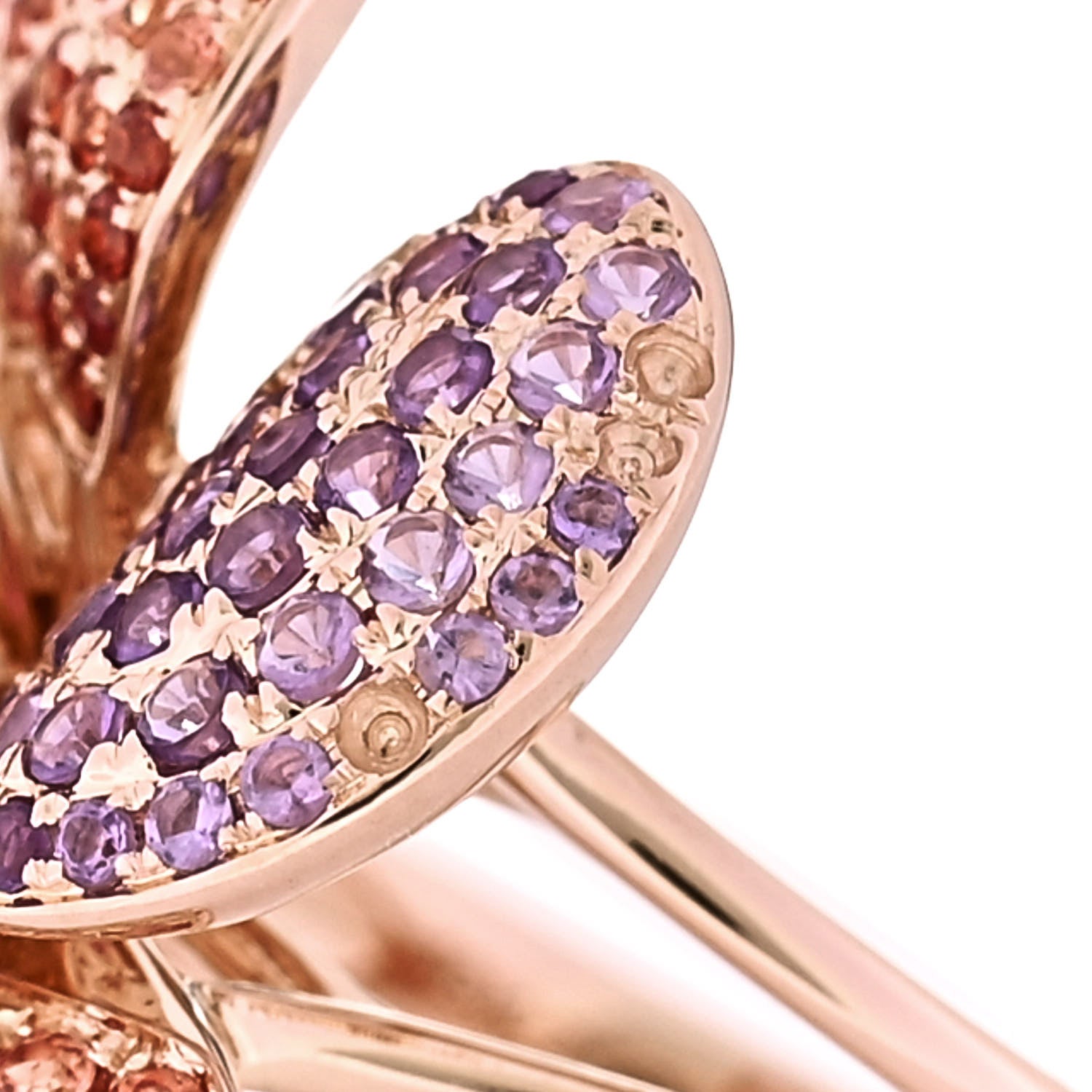 Parker & West by FASHIONPHILE 18K Rose Gold Diamond Rainbow Sapphire Floral Cocktail Ring 54 6.75 10 of 10