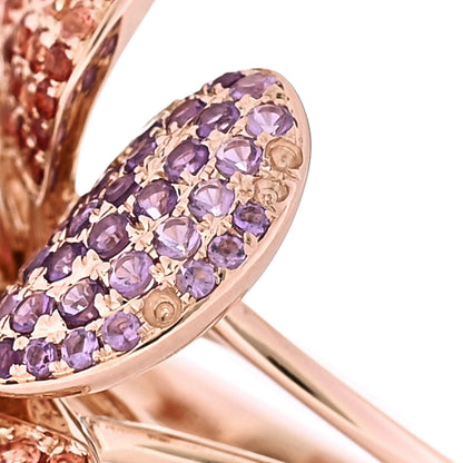 Parker & West by FASHIONPHILE 18K Rose Gold Diamond Rainbow Sapphire Floral Cocktail Ring 54 6.75 10 of 10