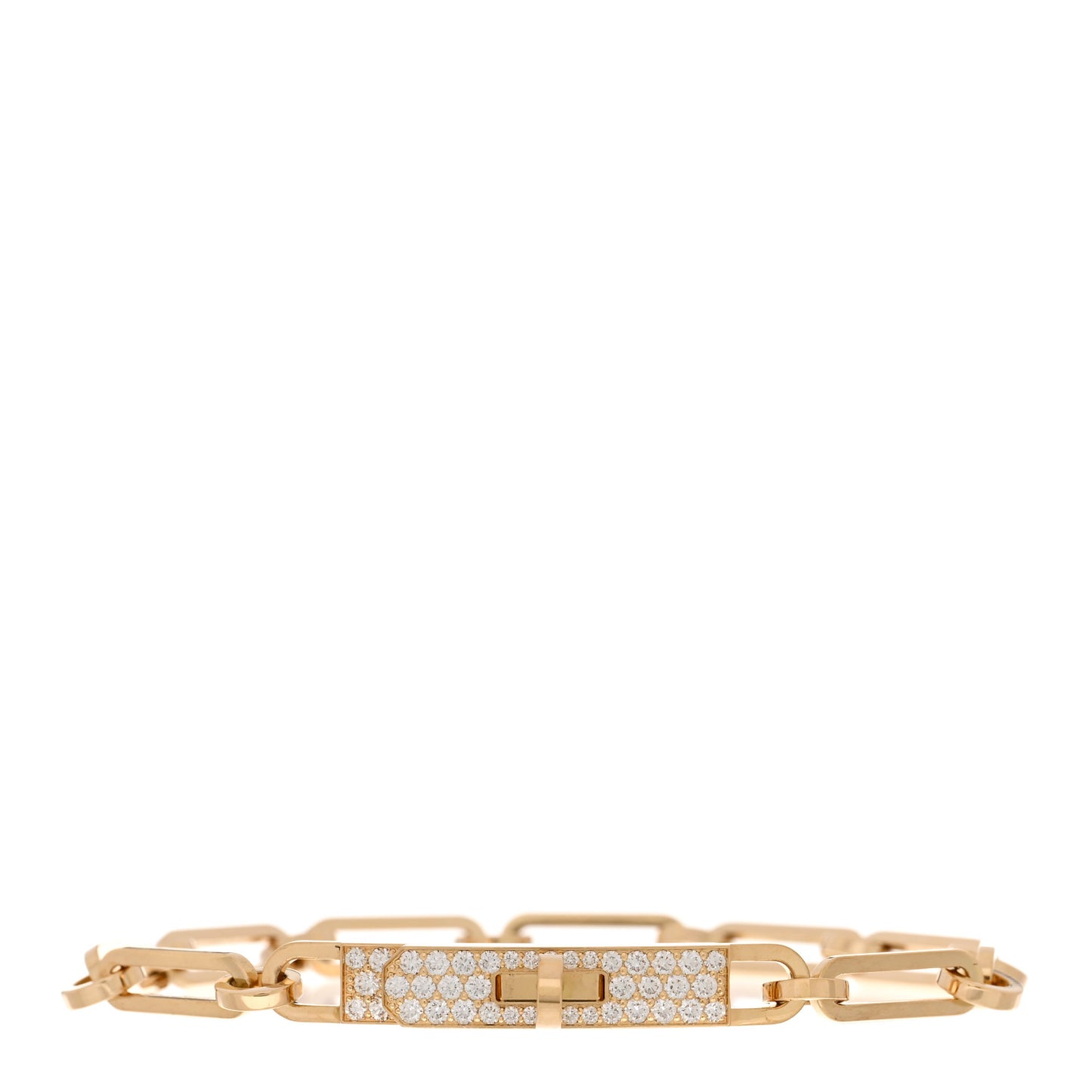 18K Yellow Gold Diamond Pave PM Kelly Chaine Bracelet ST