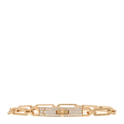 Hermes 18K Yellow Gold Diamond Pave PM Kelly Chaine Bracelet ST 1 of 4