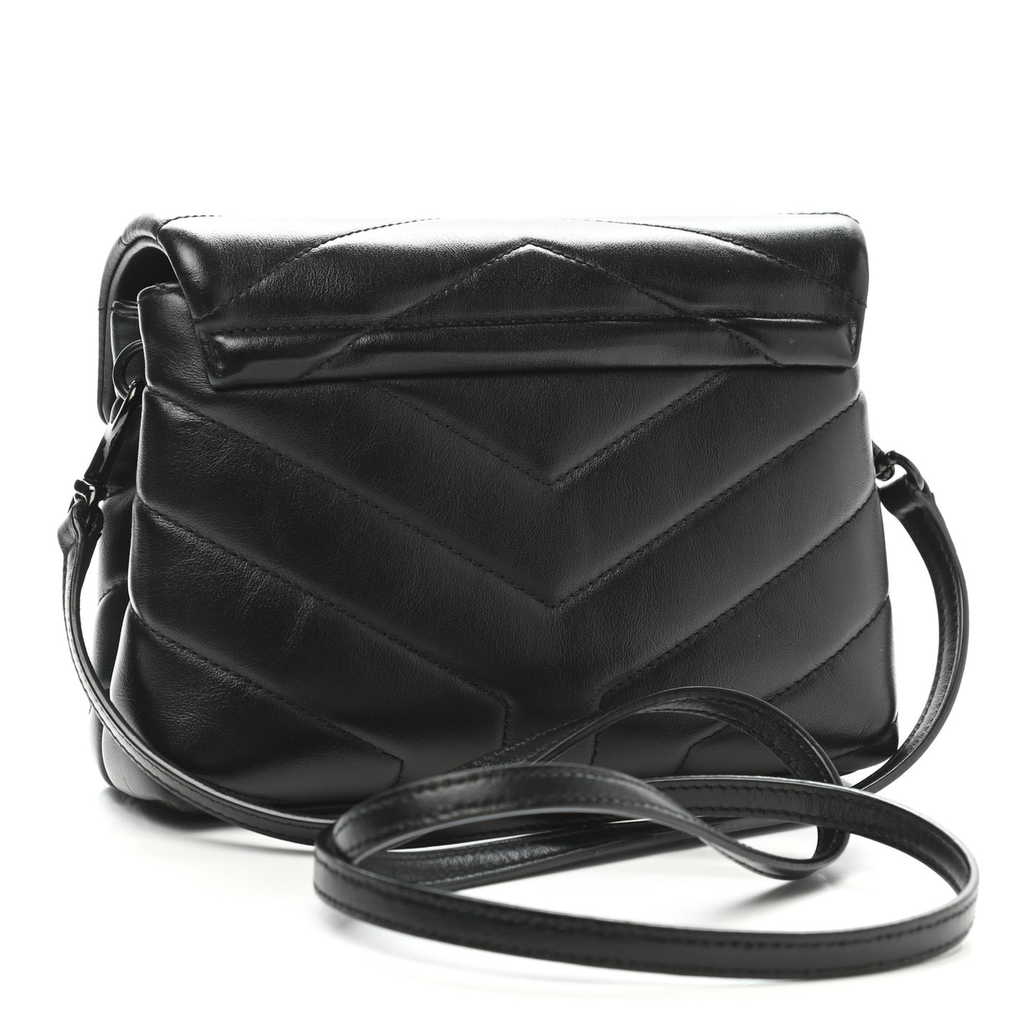 Calfskin Y Quilted Monogram Toy Loulou Crossbody Bag Black