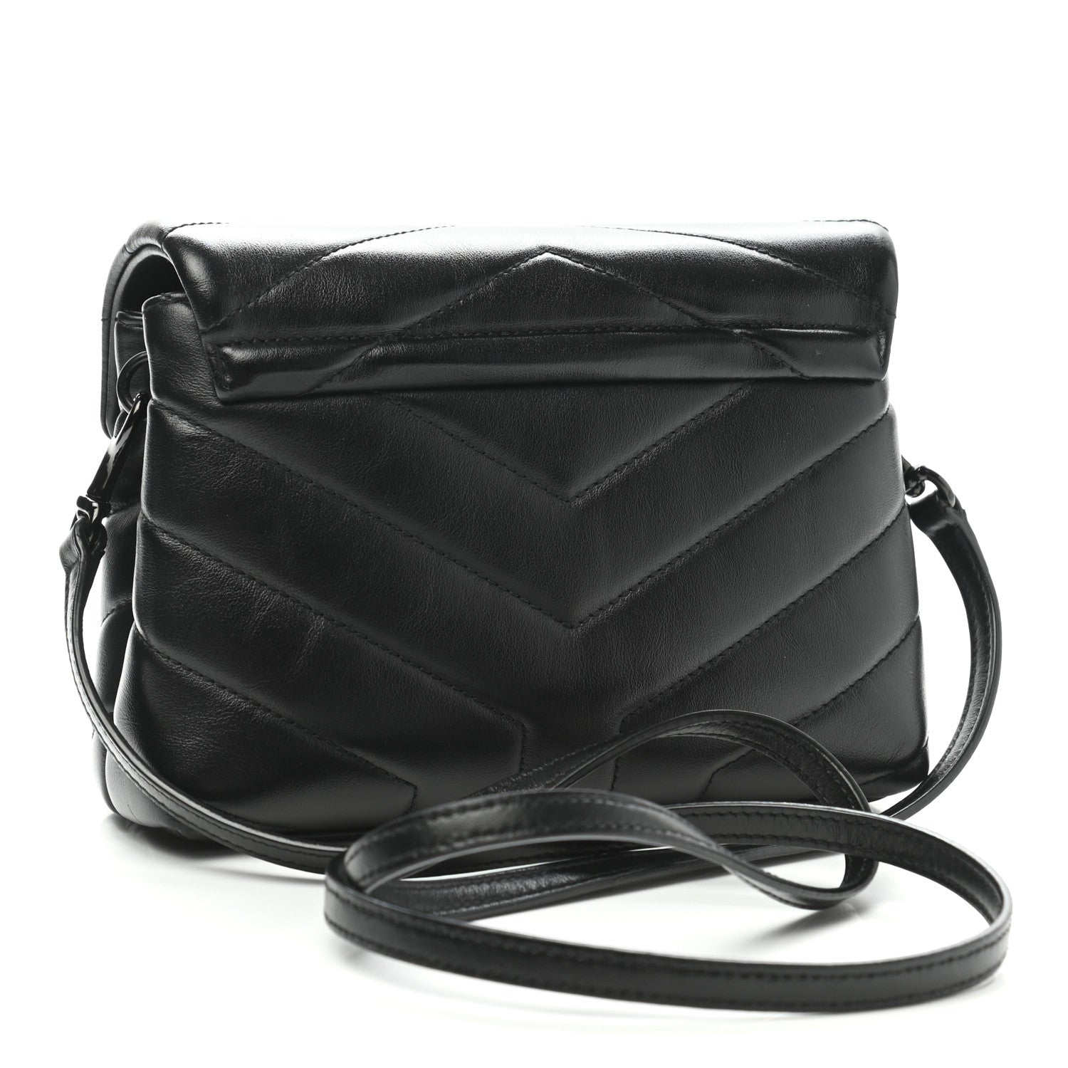 Saint Laurent Calfskin Y Quilted Monogram Toy Loulou Crossbody Bag Black 3 of 11
