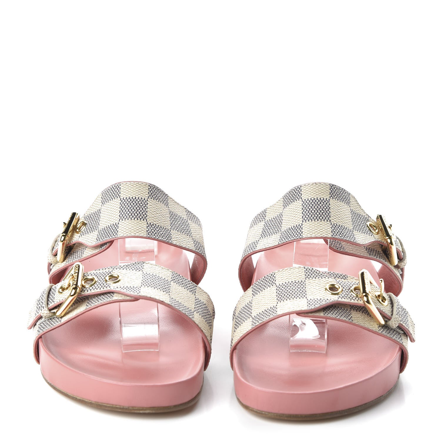 Louis Vuitton Damier Azur Bom Dia Flat Mules 38 Rose Clair 2 of 8
