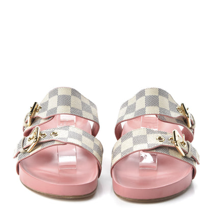 Louis Vuitton Damier Azur Bom Dia Flat Mules 38 Rose Clair 2 of 8