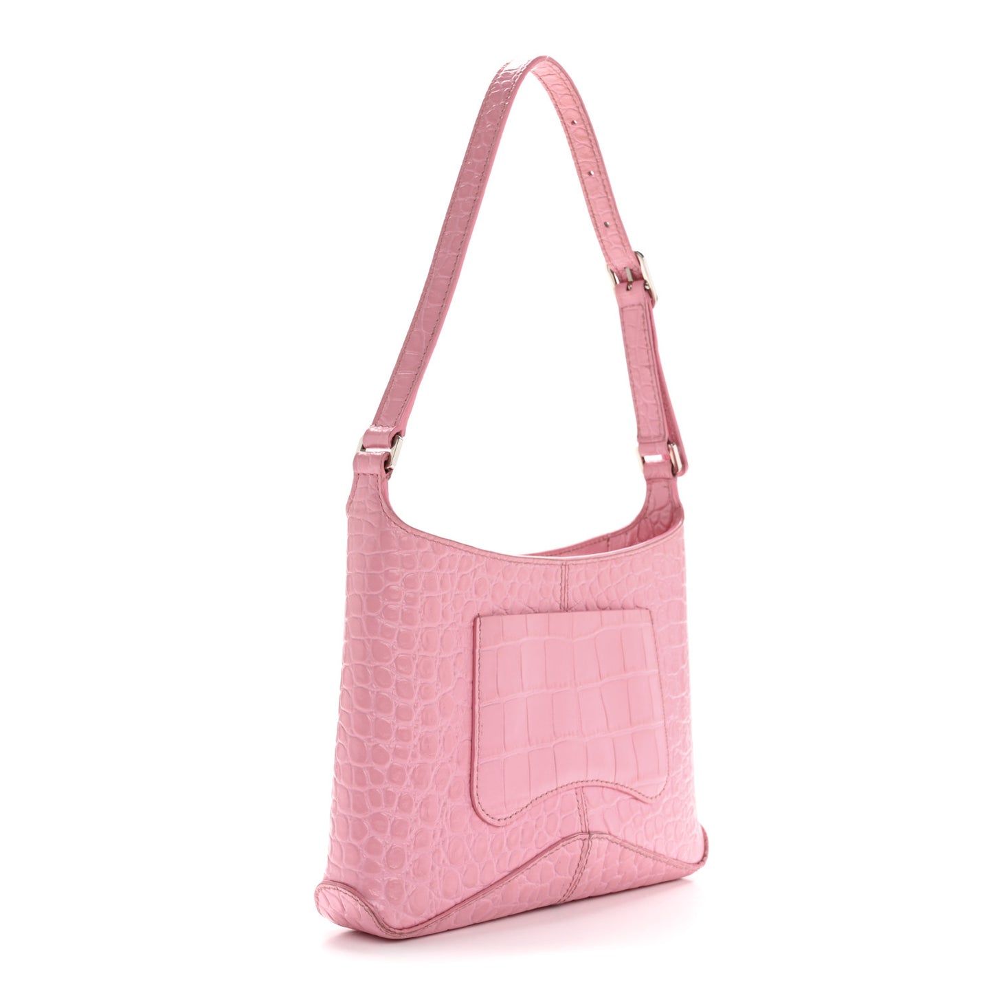 Shiny Super Supple Calfskin Crocodile Embossed Small XX Bag Sweet Pink