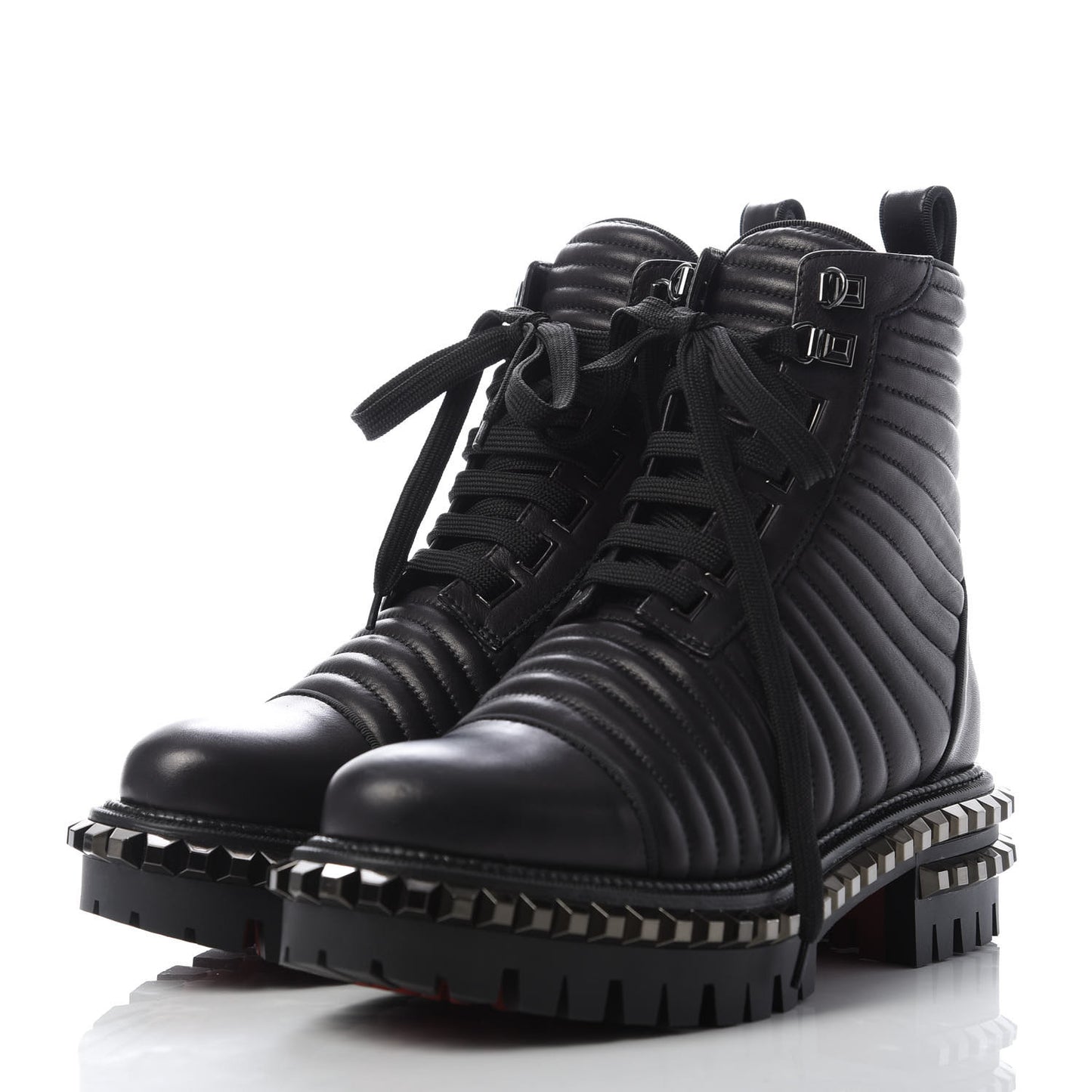 Calfskin Quilted Yetota Combat Boots 37 Black