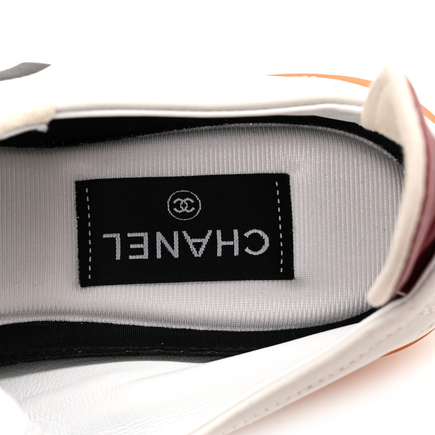 Chanel Calfskin Embossed Suede Sneakers 38 White Black 9 of 10