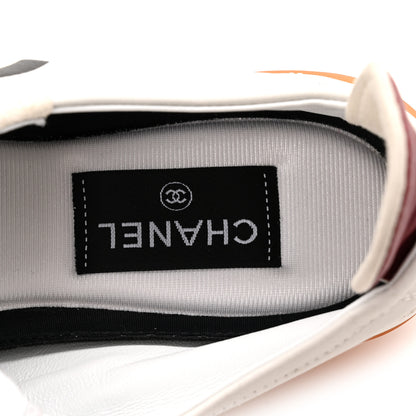 Chanel Calfskin Embossed Suede Sneakers 38 White Black 9 of 10