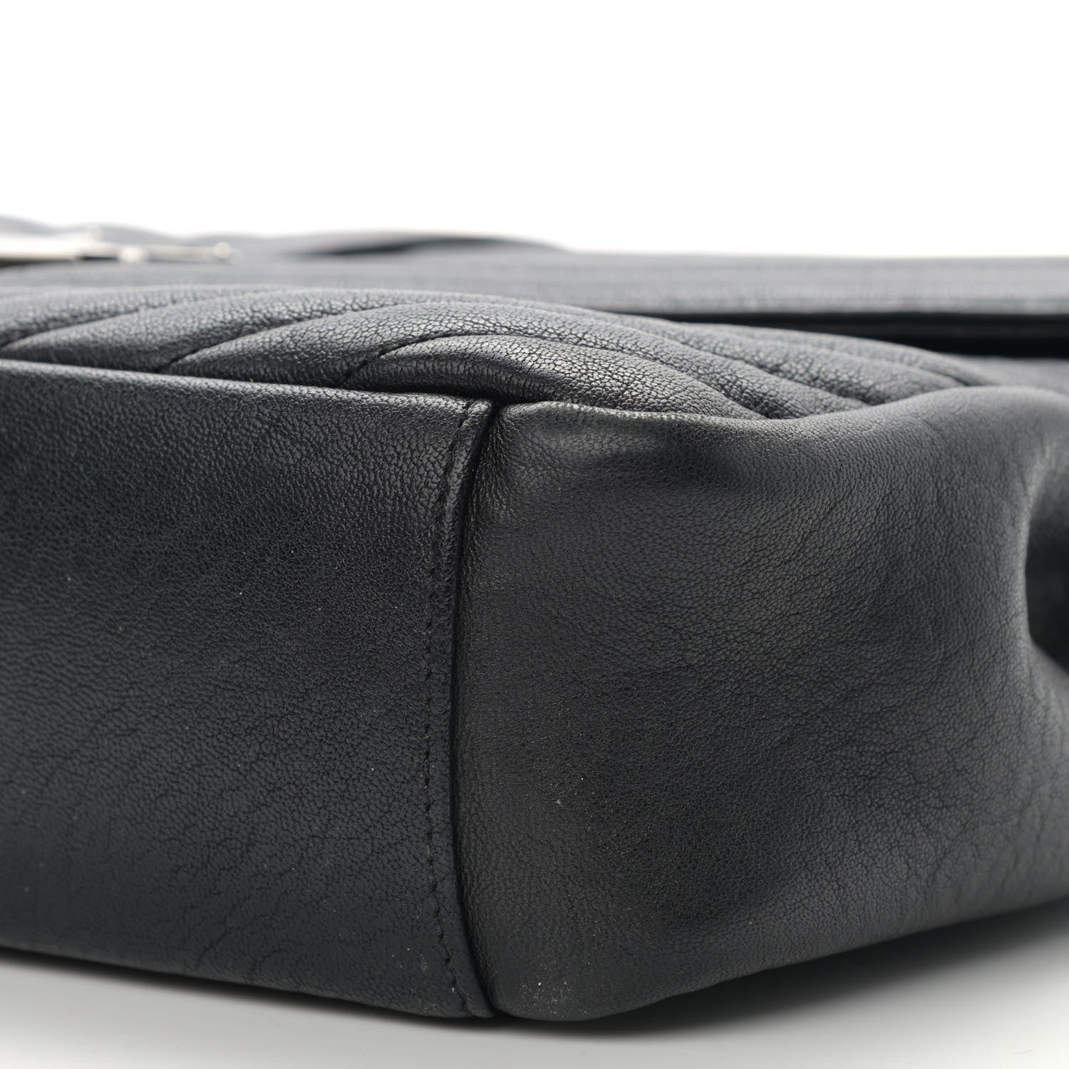 Saint Laurent Sheepskin Matelasse Chevron Monogram Large College Satchel Black 11 of 12