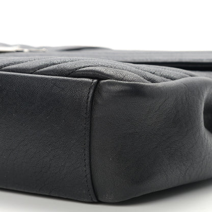 Saint Laurent Sheepskin Matelasse Chevron Monogram Large College Satchel Black 11 of 12