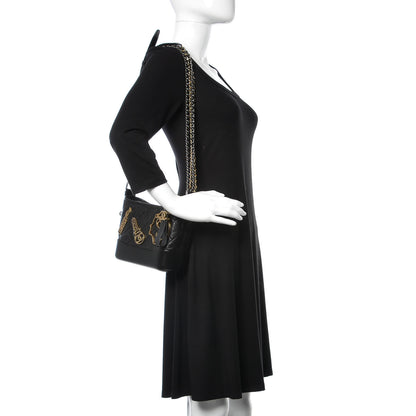 Chanel Aged Calfskin Quilted Charms Small Gabrielle Hobo Black 2 of 10