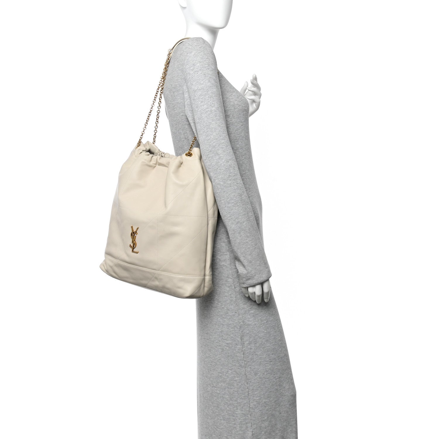 Saint Laurent Lambskin Matelasse Monogram Large Jamie 4.3 Pochon Blanc Vintage 2 of 12