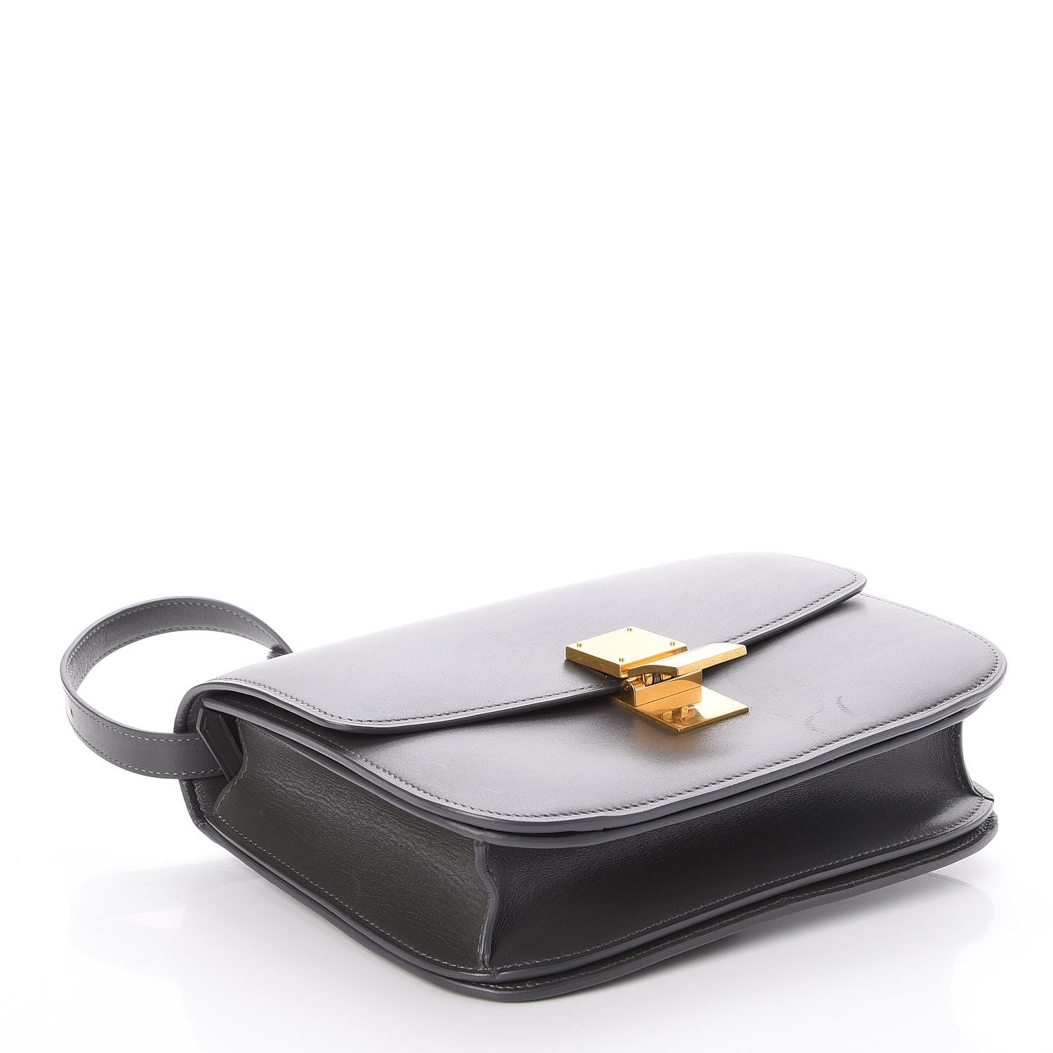 Celine Smooth Calfskin Medium Classic Box Flap Bag Grey 4 of 7