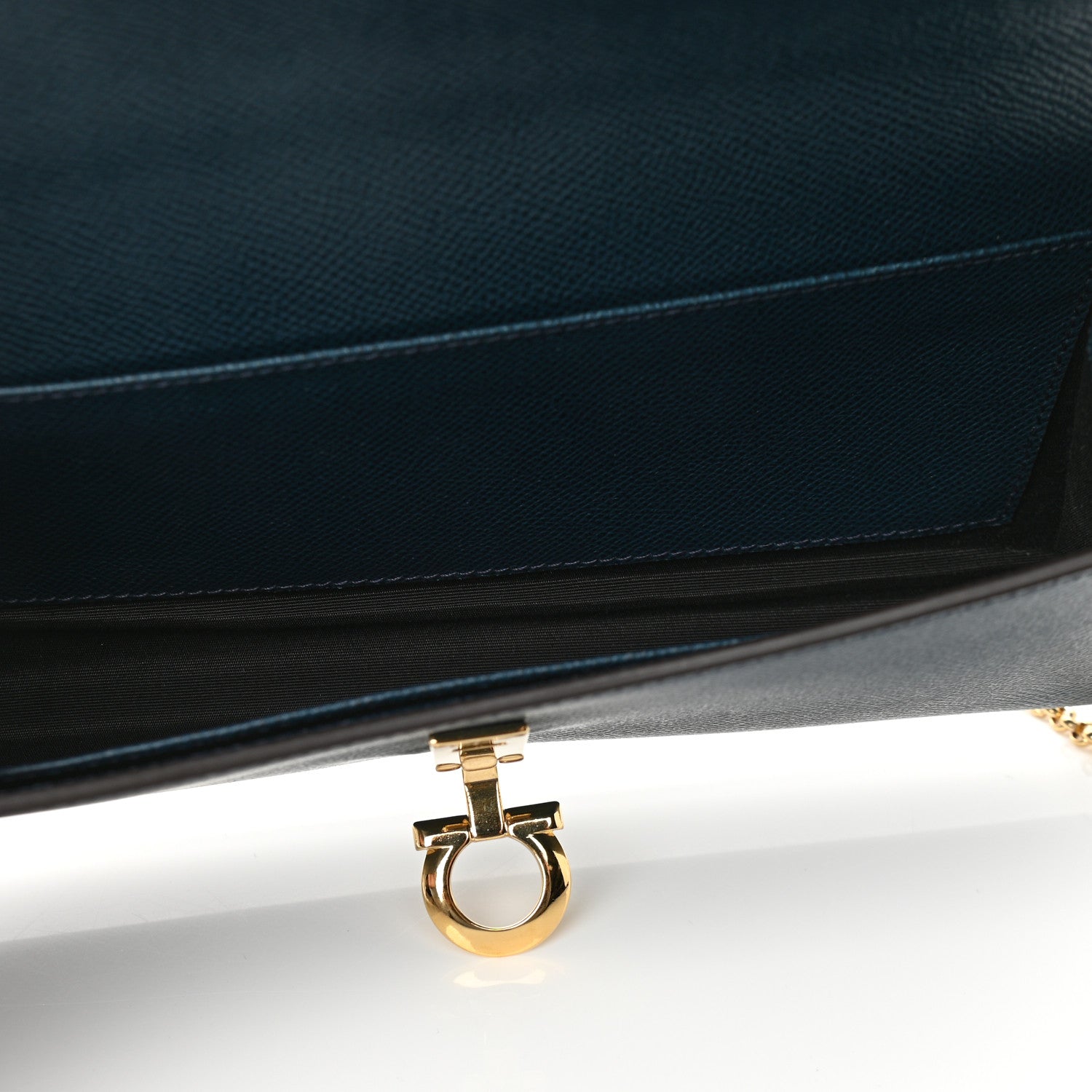Salvatore Ferragamo Hammered Calfskin Gancio Shoulder Bag Mezcal Teal 5 of 10