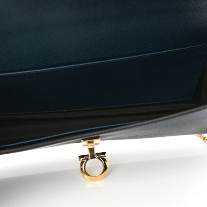Salvatore Ferragamo Hammered Calfskin Gancio Shoulder Bag Mezcal Teal 5 of 10