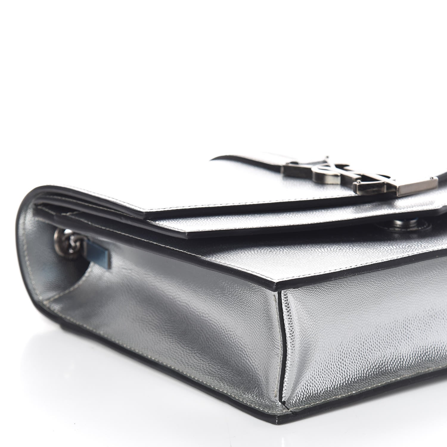 Saint Laurent Grain De Poudre Monogram Medium Sulpice Shoulder Bag Silver 7 of 8